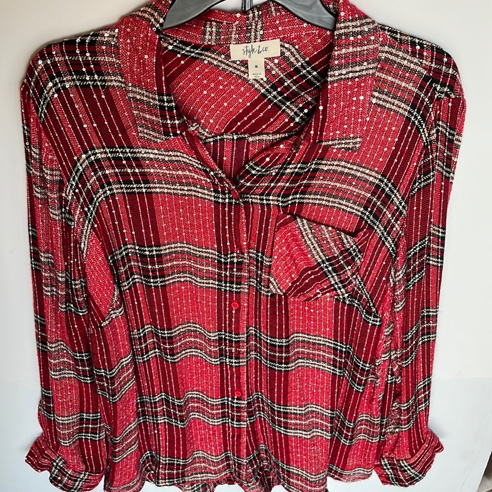 Style & Co Sparkle Sequins Top, M